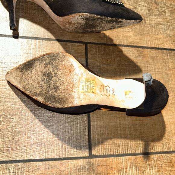 Tory Burch Black Crystal Bow Pointed-Toe Women's Heels Sz 7 1/2 - Picture 12 of 16